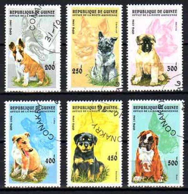 Guinée 1996 (chien12) série complète de 6 timbres oblitérés