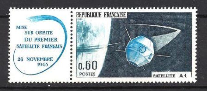 France 1965 - Yvert n° 1465 + vignette neuf ** luxe MNH