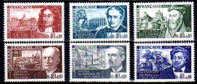 France 1970 - Yvert n° 1623 à 1628 neuf ** luxe MNH