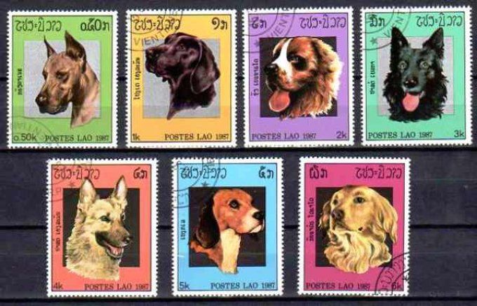 Laos 1987 (chien17) série complète de 7 timbres oblitérés