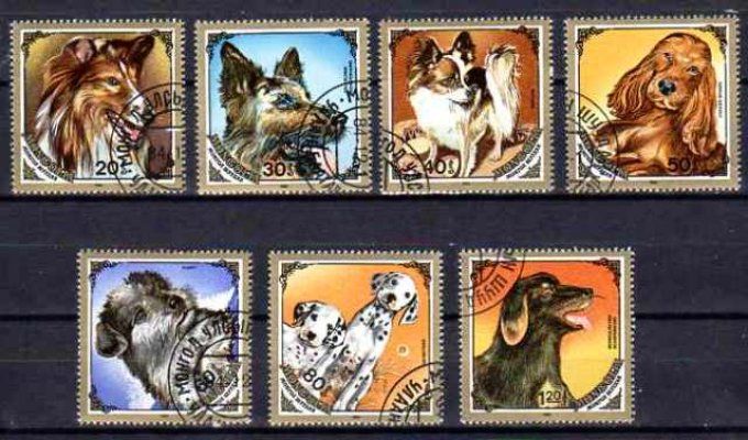 Mongolie 1984 (chien18) série complète de 7 timbres oblitérés