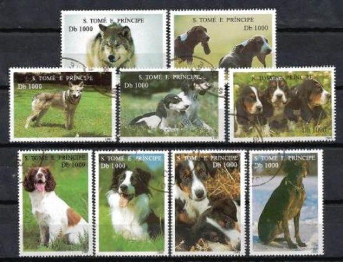 Saint Thomas et Prince 1995 (chien20) série complète de 9 timbres oblitérés