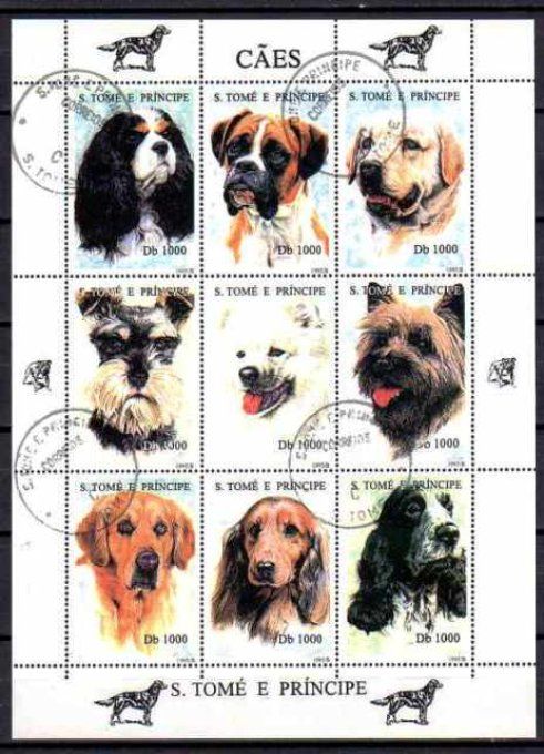 Saint Thomas et Prince 1995 (chien21) série complète de 9 timbres oblitérés