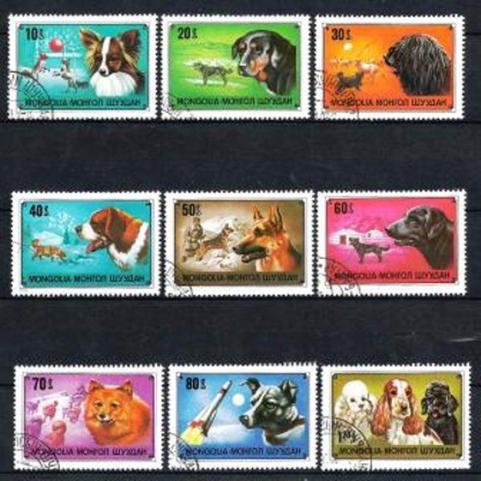 Mongolie 1978 (chien27) série complète de 9 timbres oblitérés