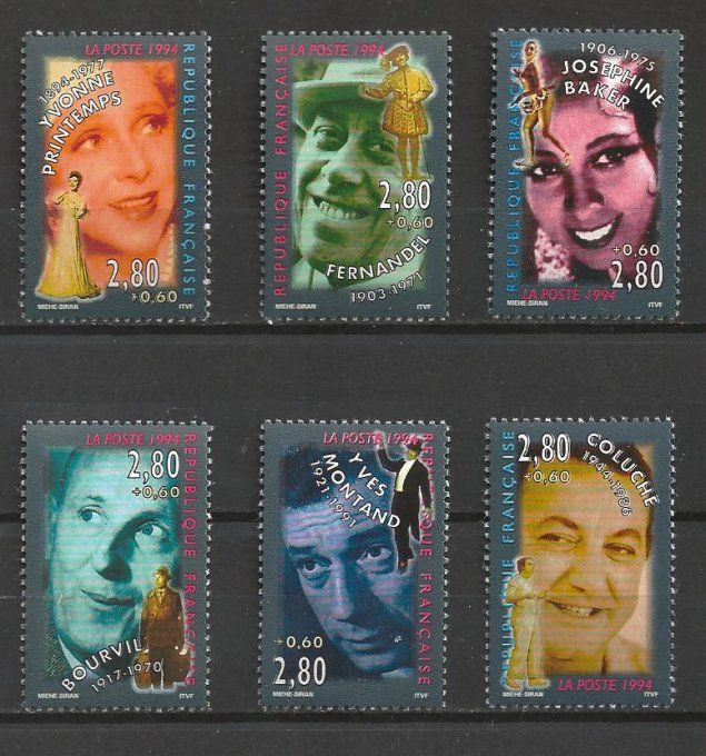 France 1994 - Yvert n° 2897 à 2902 neuf ** luxe MNH