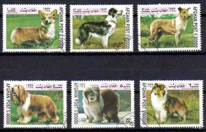 Afghanistan 1999 (chien2) série complète de 6 timbres oblitérés