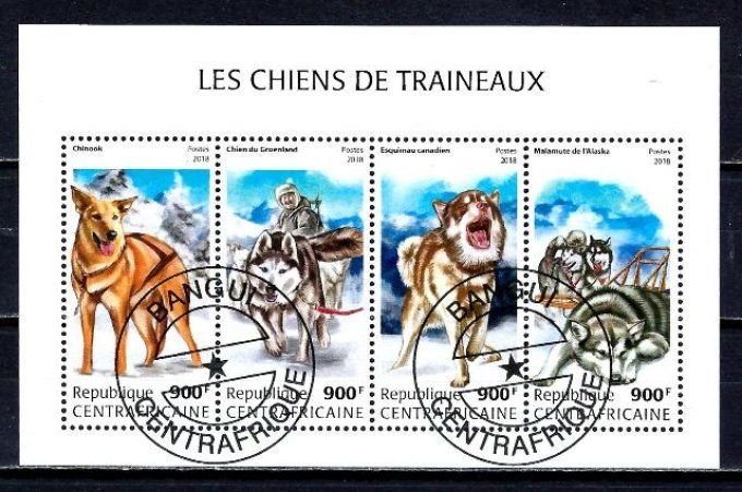 Centrafrique 2018 (chien41) série complète de 4 timbres oblitérés en feuillet