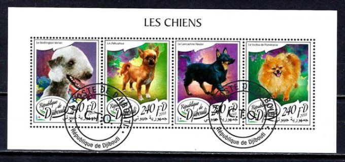 Djibouti 2018 (chien43) série complète de 4 timbres oblitérés