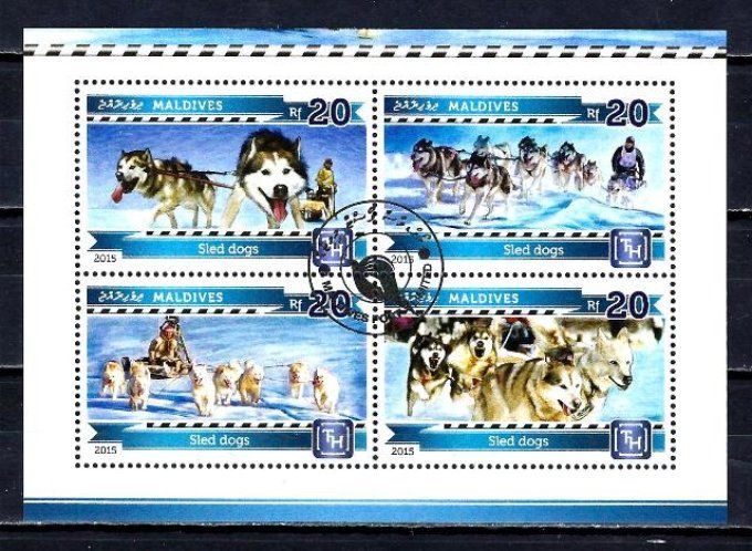 Maldives 2015 (chien48) série complète de 4 timbres oblitérés
