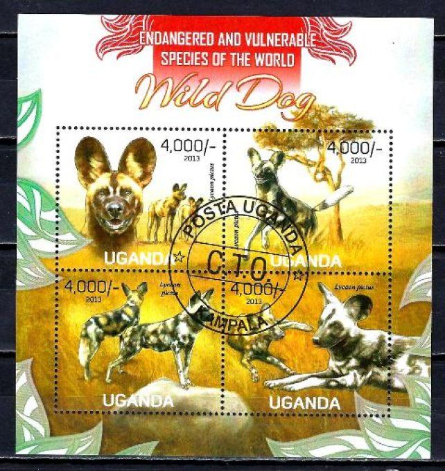 Ouganda 2013 (chien53) série complète de 4 timbres oblitérés