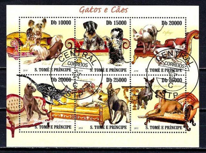 Saint Thomas et Prince 2010 (chien55) série complète de 6 timbres oblitérés