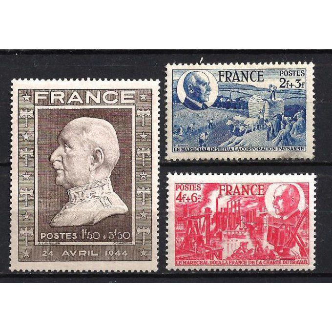 France 1944 - Yvert n° 606 à 608 neuf ** luxe MNH