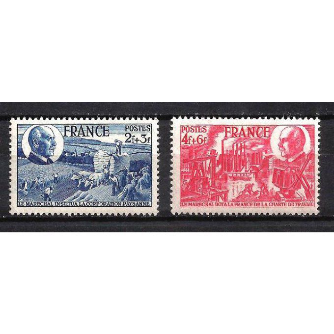 France 1944 - Yvert n° 607 et 608 neuf ** luxe MNH