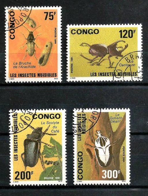 Congo 1991 (ins7) série complète de 4 timbres oblitérés