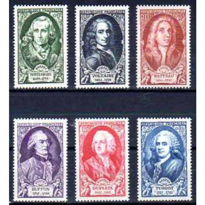 Fance 1949 - Yvert n° 853 à 858 neuf ** luxe MNH