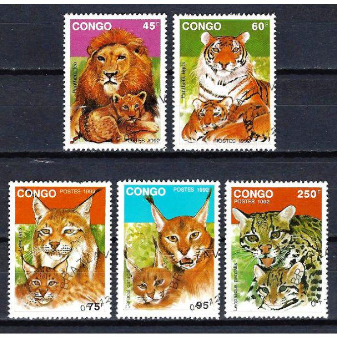 Congo 1992 (151) série complète de 5 timbres oblitérés
