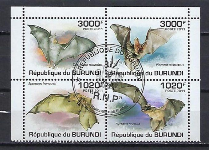 Burundi 2011 (364) série complète de 4 timbres oblitérés en feuillet
