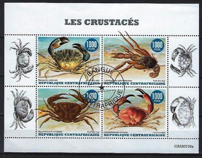 Centrafrique 2022 (403) série complète de 4 timbres oblitérés en feuillet