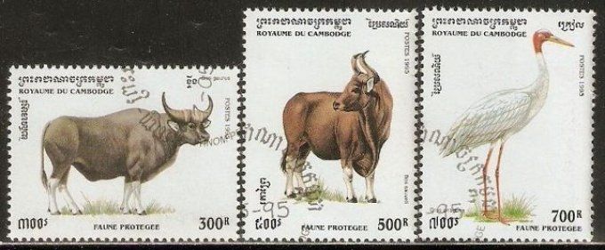 Cambodge 1995 (601) série complète de 3 timbres oblitérés