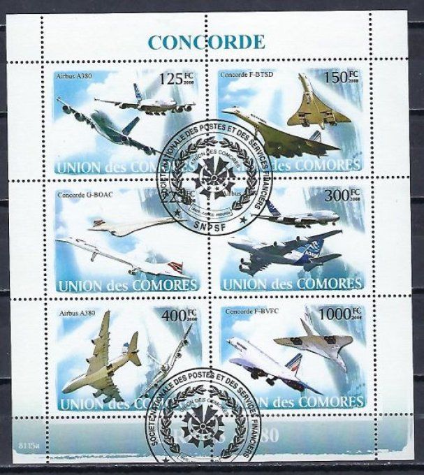 Comores 2008 (AV86) série complète de 6 timbres oblitérés