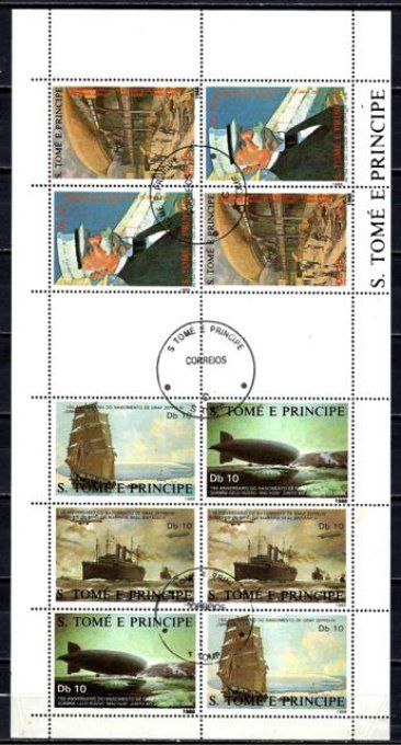 Saint Thomas et Prince 1988 (BD42) série complète de 5 timbres oblitérés en feuille