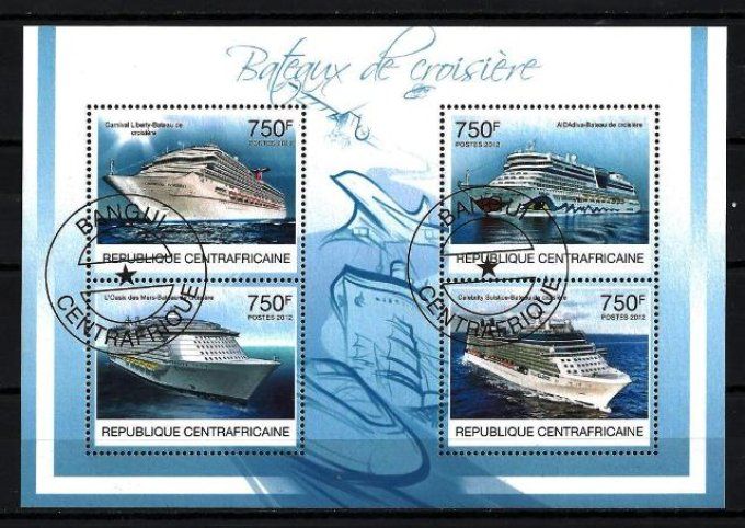 Centrafrique 2012 (BT95) série complète de 4 timbres oblitérésen feuillet