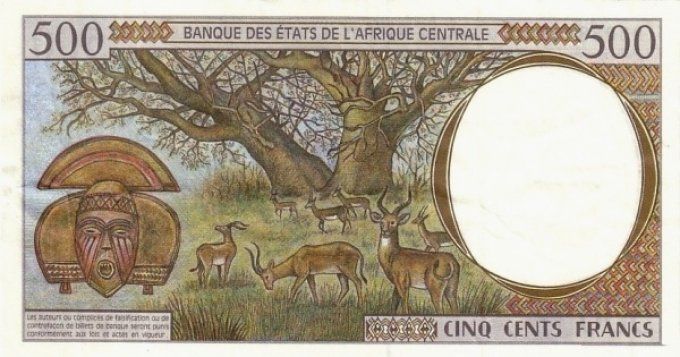 Billet de Centrafrique 500 francs année 1999 pick 301f UNC