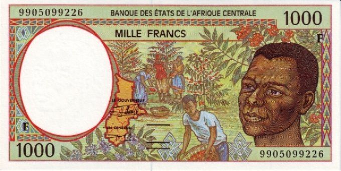 Billet de Centrafrique 1000 francs année 1999 pick 302f UNC