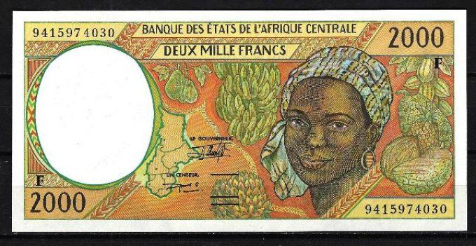 Billet de Centrafrique 2000 francs année 1994 pick 303b UNC