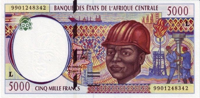 Billet du Gabon 5000 francs année 1999 pick 404e UNC