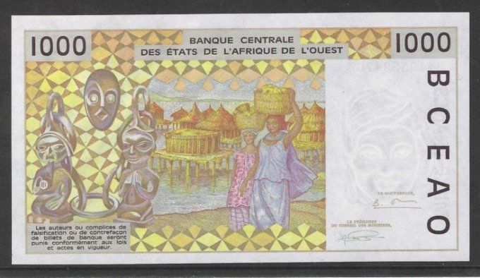 Billet de collection Etats Afrique de l'ouest Burkina Faso 1000 francs année 1994 pick 311e UNC 