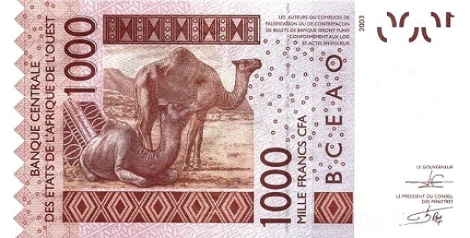 Billet de Côte d'Ivoire 1000 francs année 2012 pick 115l UNC