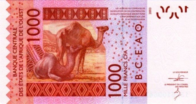 Billet de Côte d'Ivoire 1000 francs année 2013 pick 115m UNC