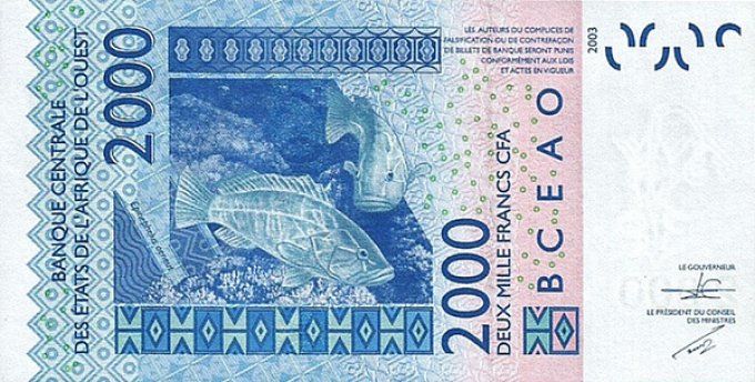 Billet de Côte d'Ivoire 2000 francs année 2015 pick 116o UNC