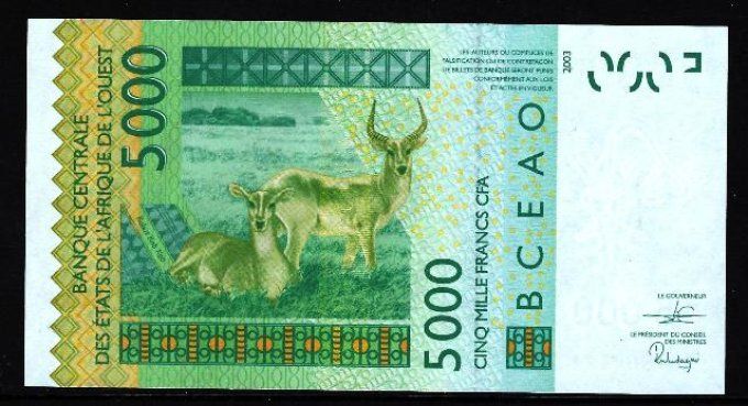 Billet du Sénégal 5000 francs année 2019 pick 717s UNC