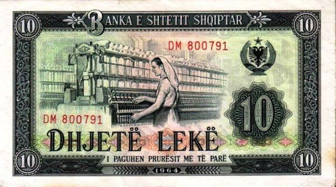 Billet d'Albanie 10 Lekë 1964 pick 36 UNC