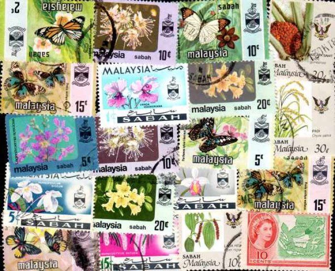 Collections de timbres de Bornéo et Sabah
