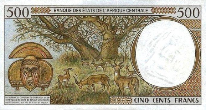 Billet de Centrafrique 500 francs année 2000 pick 301g UNC