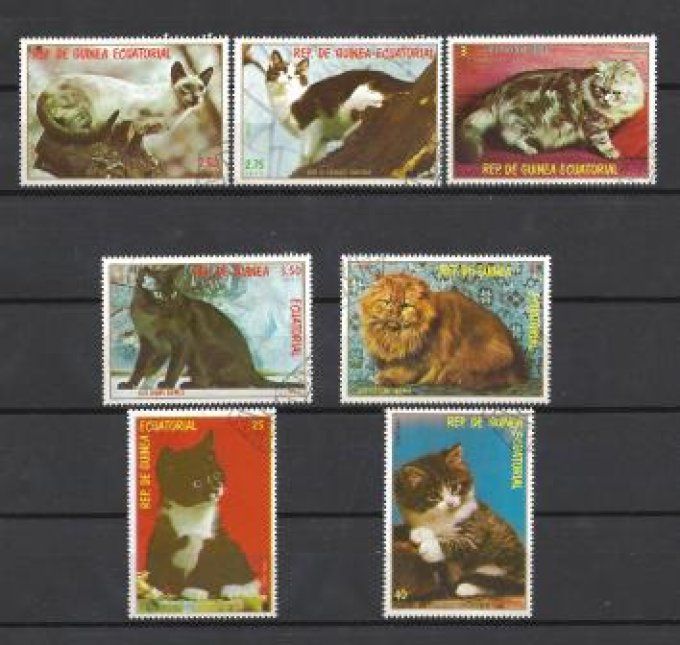 Guinée Equatoriale 1978 (chat17) série complète de 7 timbres oblitérés - Copie