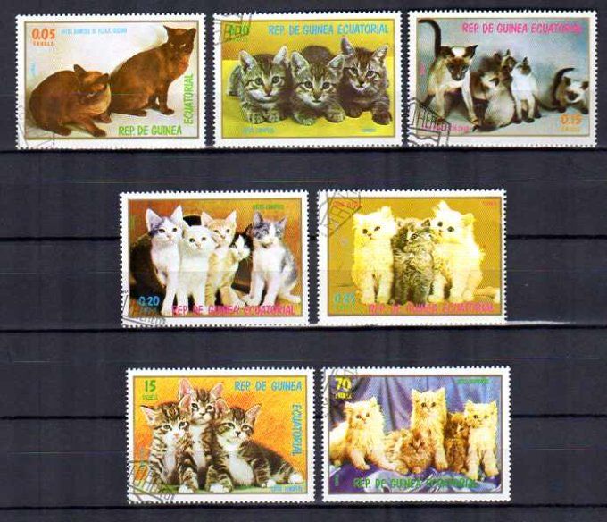 Guinée Equatoriale 1977 (chat18) série complète de 7 timbres oblitérés