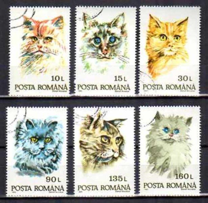 Roumanie 1993 (chat23) série complète de 6 timbres oblitérés