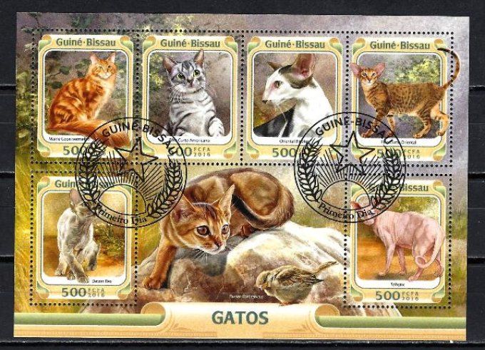 Guinée Bissau 2016 (chat37) série complète de 6 timbres oblitérés