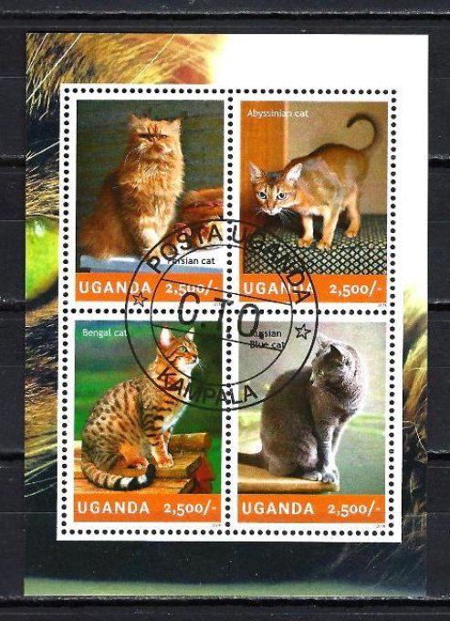 Ouganda 2014 (chat38) série complète de 4 timbres oblitérés