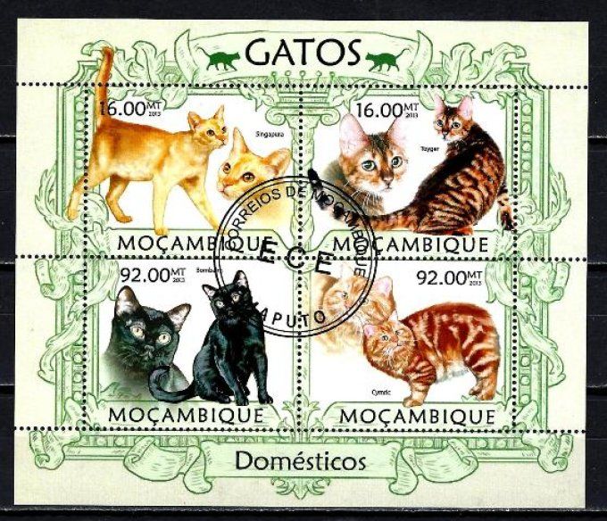 Mozambique 2013 (chat40) série complète de 4 timbres oblitérés