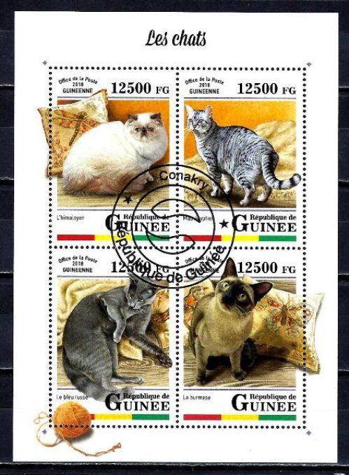 Guinée 2018 (chat51) série complète de 4 timbres oblitérés