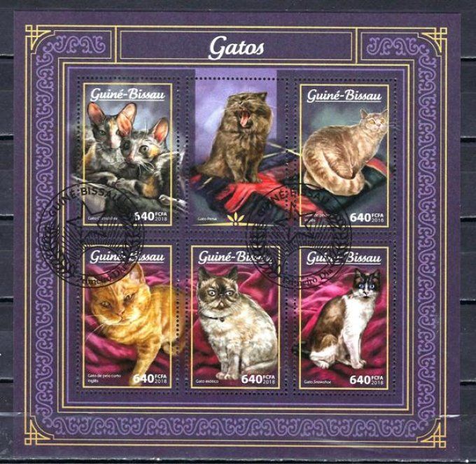 Guinée Bissau 2018 (chat53) série complète de 5 timbres oblitérés