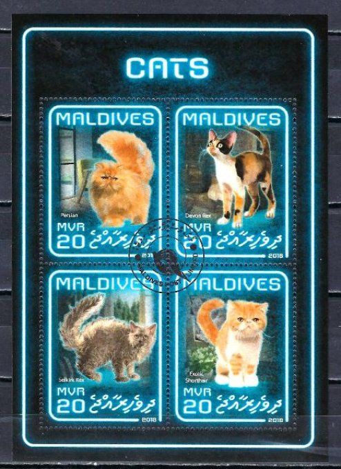 Maldives 2018 (chat55) série complète de 4 timbres oblitérés