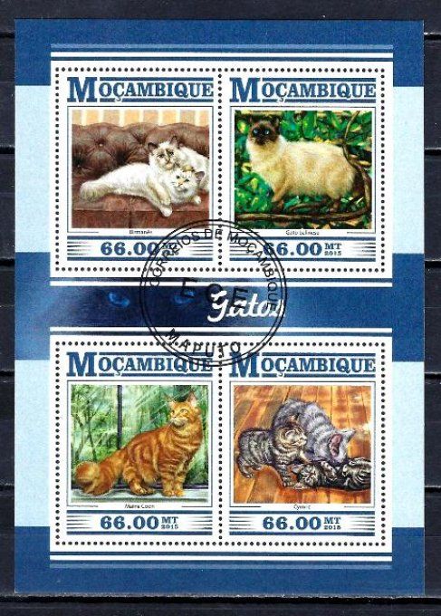 Mozambique 2015 (chat56) série complète de 4 timbres oblitérés