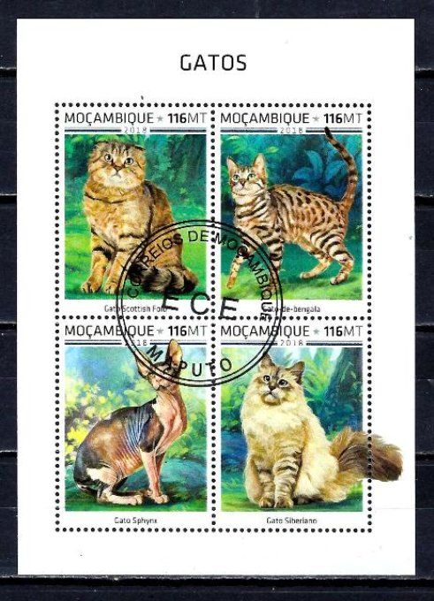 Mozambique 2018 (chat57) série complète de 4 timbres oblitérés