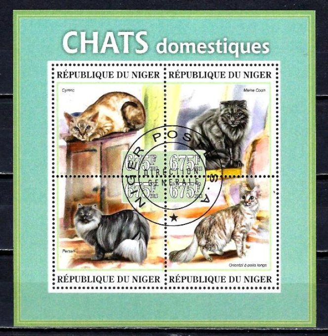 Niger 2013 (chat58) série complète de 4 timbres oblitérés